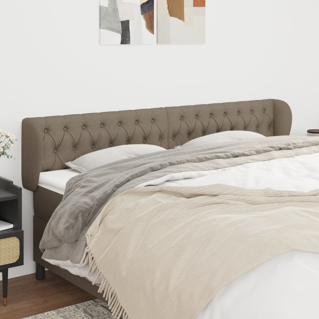 vidaXL Tăblie de pat cu aripioare gri taupe 203x23x78/88 cm textil