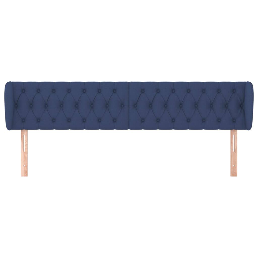 vidaXL Cabeceira de cama c/ abas tecido 203x23x78/88 cm azul