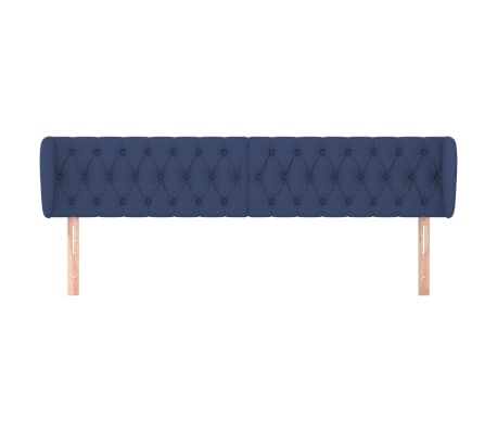 vidaXL Cabeceira de cama c/ abas tecido 203x23x78/88 cm azul