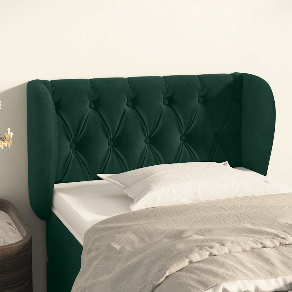 vidaXL Kopfteil mit Ohren Dunkelgrün 83x23x78/88 cm Samt