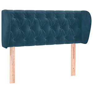 Čelo postele typu ušák tmavě modré 93x23x78/88 cm samet - obrázek 2