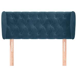 Čelo postele typu ušák tmavě modré 93x23x78/88 cm samet - obrázek 3