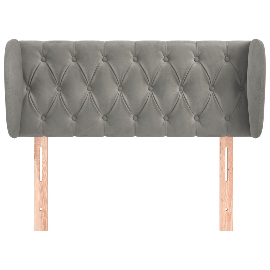 vidaXL Hoofdbord met randen 103x23x78/88 cm fluweel lichtgrijs afbeelding