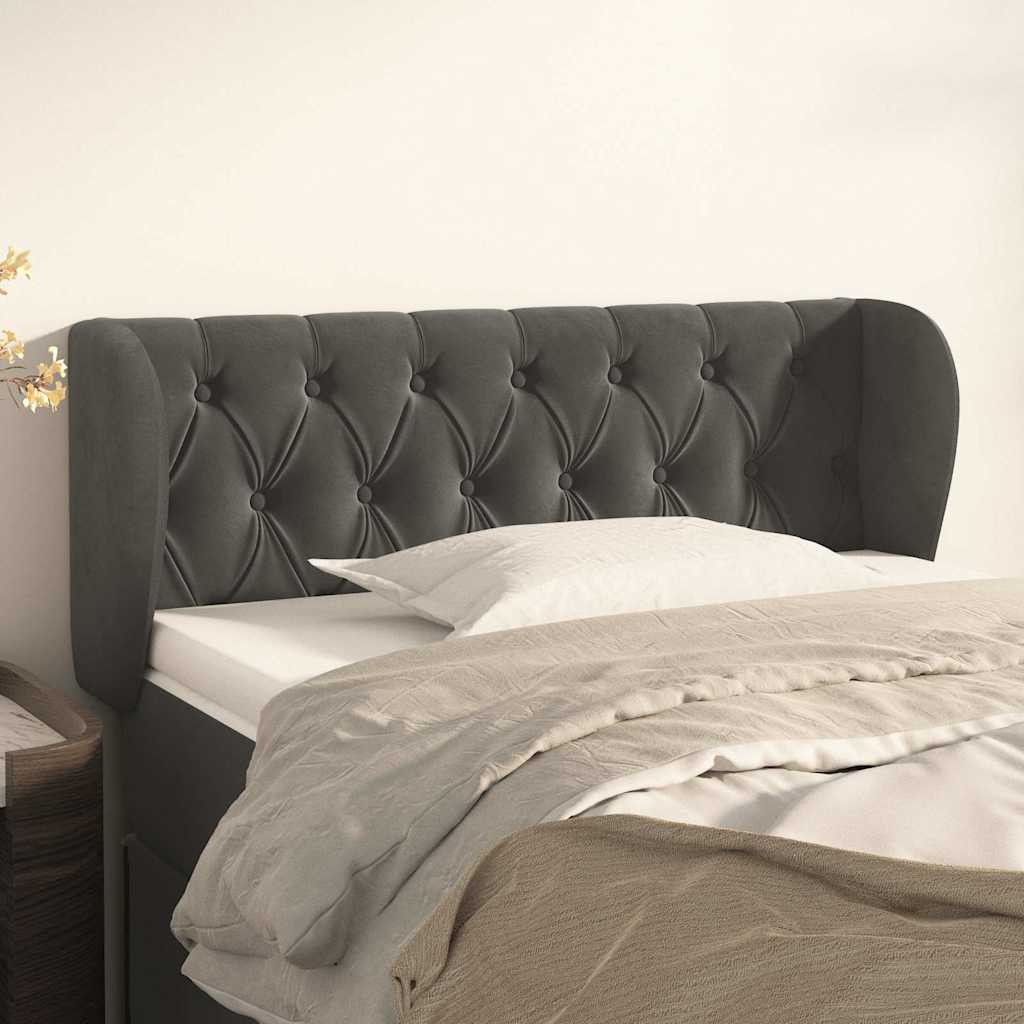 Testiera Ad Orecchio Grigio Scuro 103x23x78/88 Cm In Velluto Vidaxl