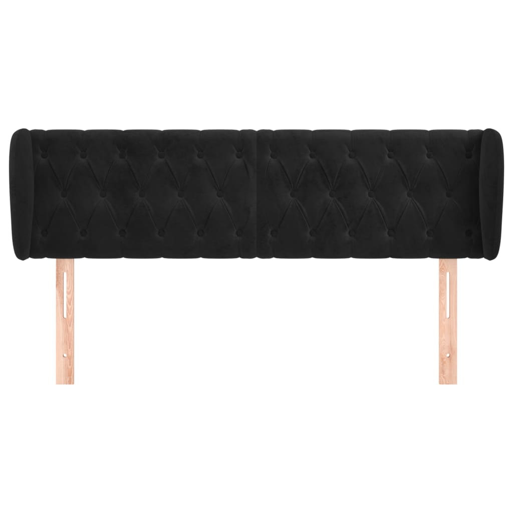 vidaXL Hoofdbord met randen 147x23x78/88 cm fluweel zwart afbeelding