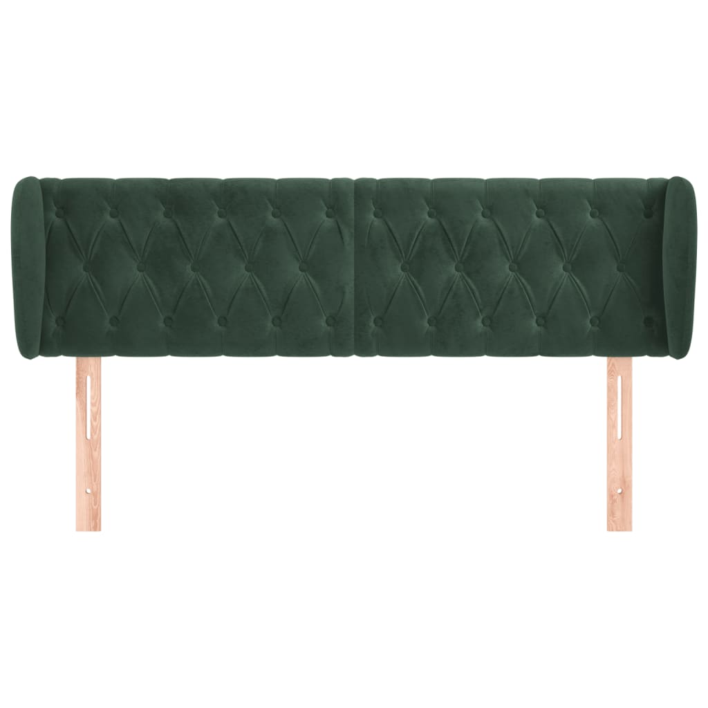vidaXL Hoofdbord met randen 147x23x78/88 cm fluweel donkergroen afbeelding