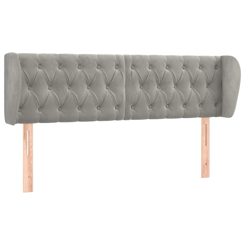 vidaXL Čelo postele typu ušák světle šedé 163x23x78/88 cm samet