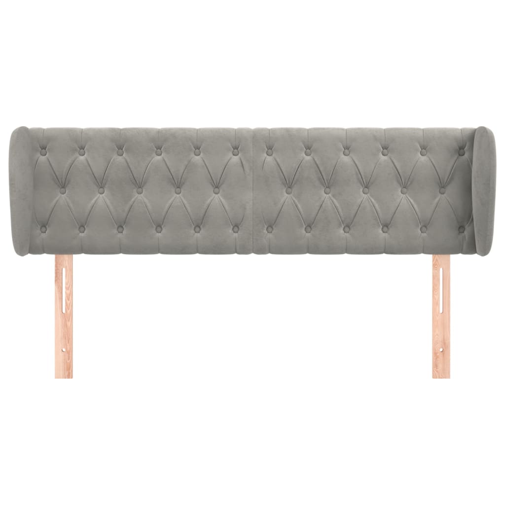 vidaXL Hoofdbord met randen 163x23x78/88 cm fluweel lichtgrijs afbeelding