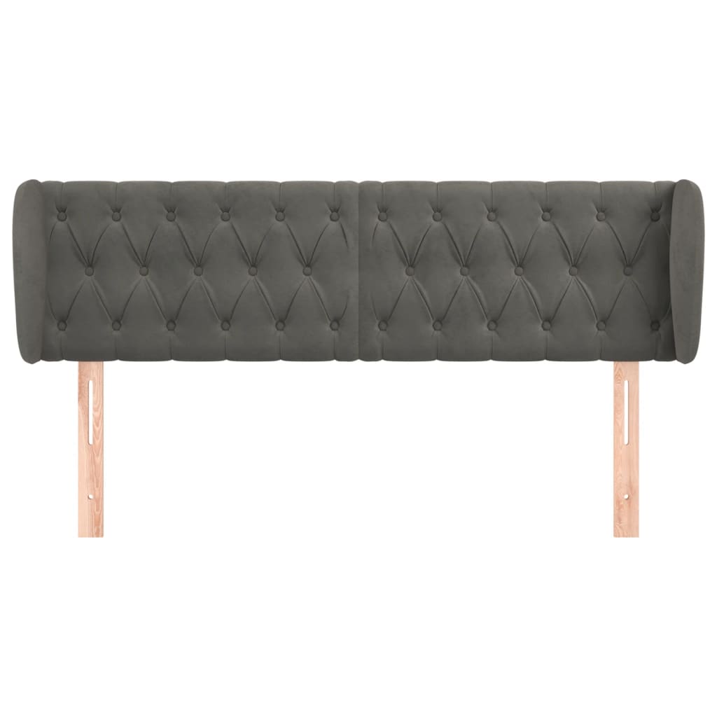 vidaXL Hoofdbord met randen 163x23x78/88 cm fluweel donkergrijs afbeelding