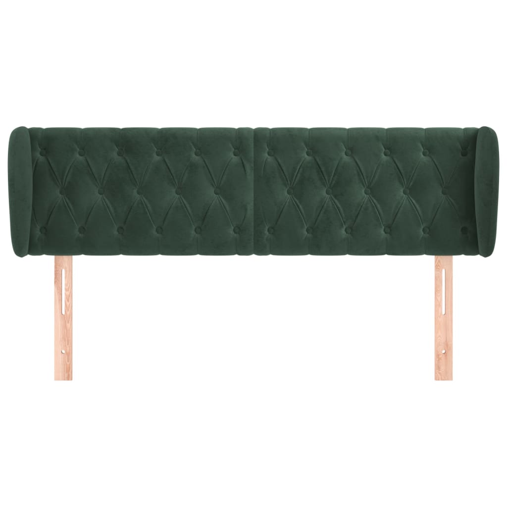 vidaXL Hoofdbord met randen 163x23x78/88 cm fluweel donkergroen afbeelding
