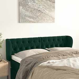 Čelo postele typu ušák tmavě zelené 163x23x78/88 cm samet - obrázek 1