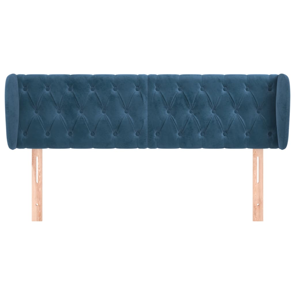 vidaXL Hoofdbord met randen 163x23x78/88 cm fluweel donkerblauw afbeelding