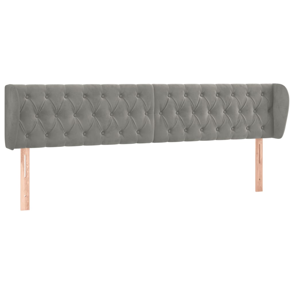 vidaXL Čelo postele typu ušák světle šedé 183x23x78/88 cm samet