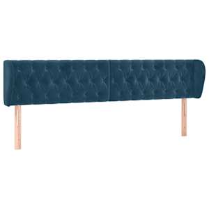 Čelo postele typu ušák tmavě modré 183x23x78/88 cm samet - obrázek 2