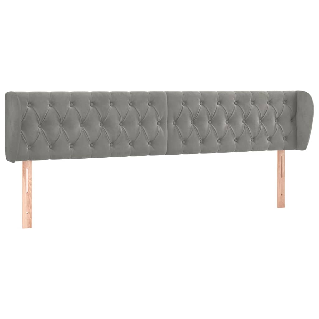 vidaXL Čelo postele typu ušák světle šedé 203x23x78/88 cm samet