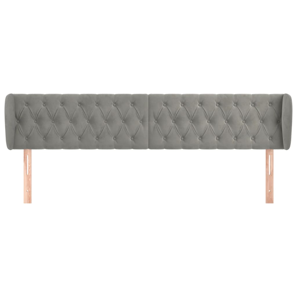 vidaXL Hoofdbord met randen 203x23x78/88 cm fluweel lichtgrijs afbeelding