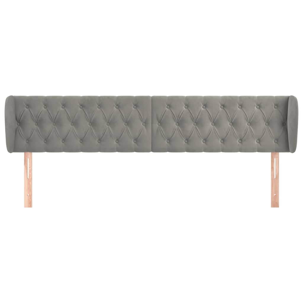 vidaXL Hoofdbord met randen 203x23x78/88 cm fluweel lichtgrijs grijs, foto 2