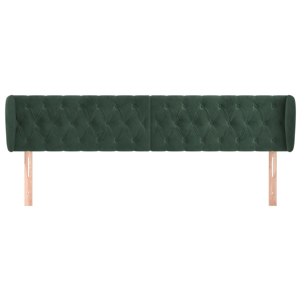 vidaXL Hoofdbord met randen 203x23x78/88 cm fluweel donkergroen afbeelding