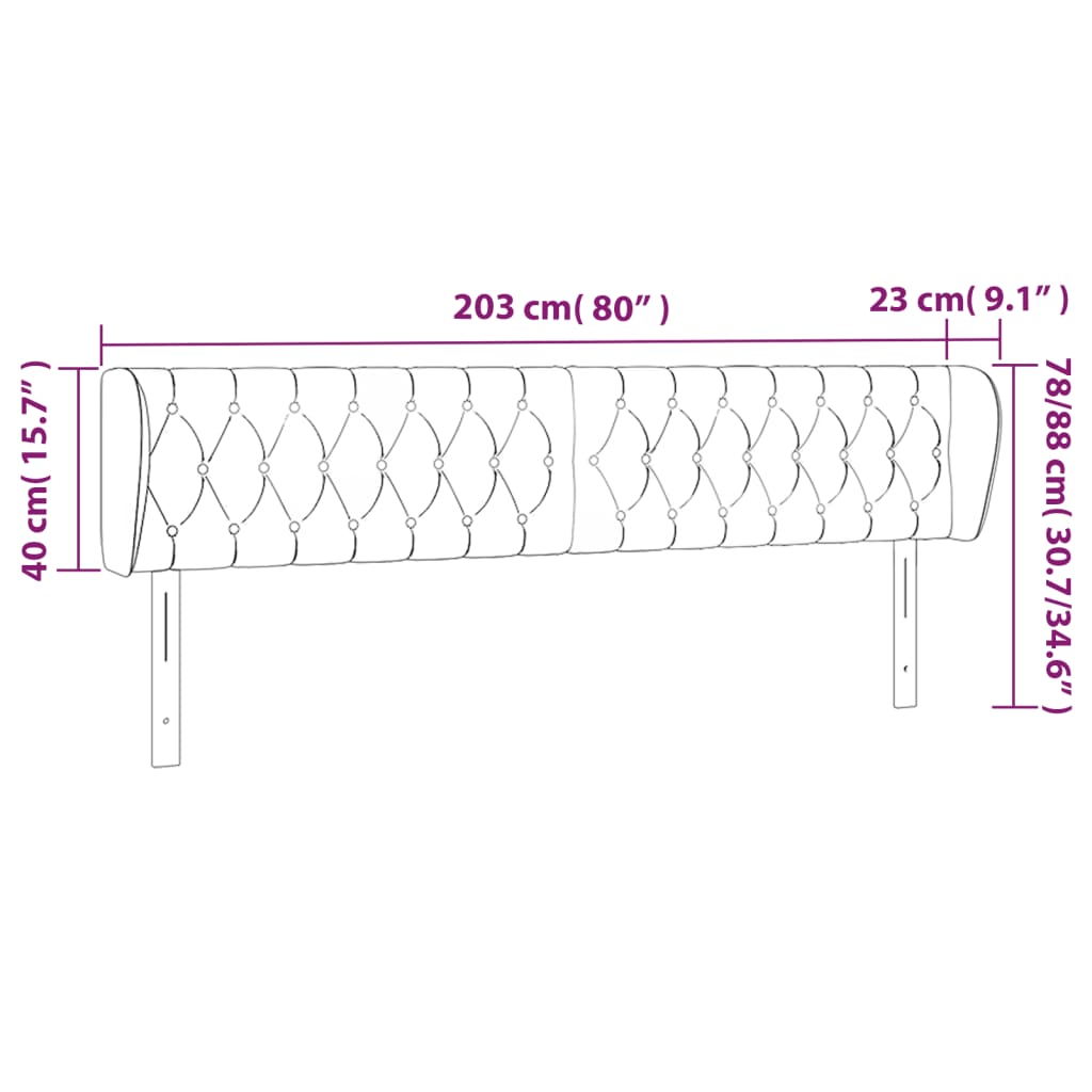 Tăblie pat cu aripioare albastru închis 203x23x78/88 cm catifea