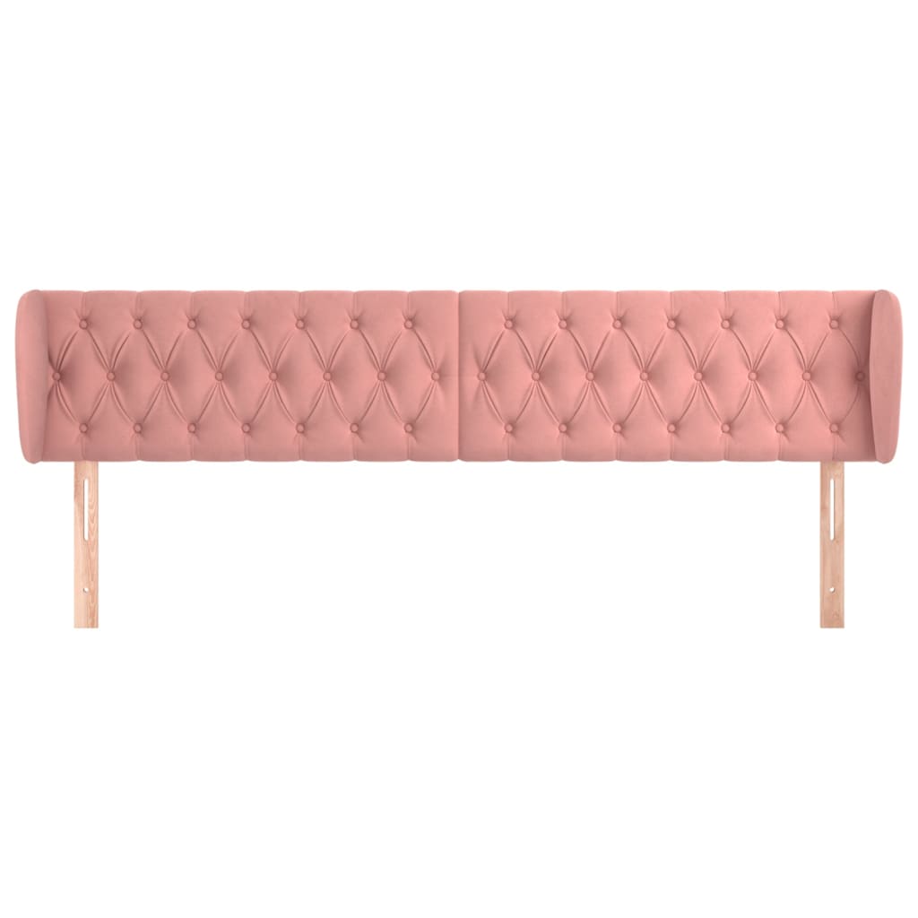 vidaXL Hoofdbord met randen 203x23x78/88 cm fluweel roze afbeelding