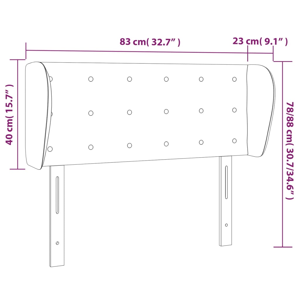 Tăblie de pat cu aripioare negru 83x23x78/88 cm material textil