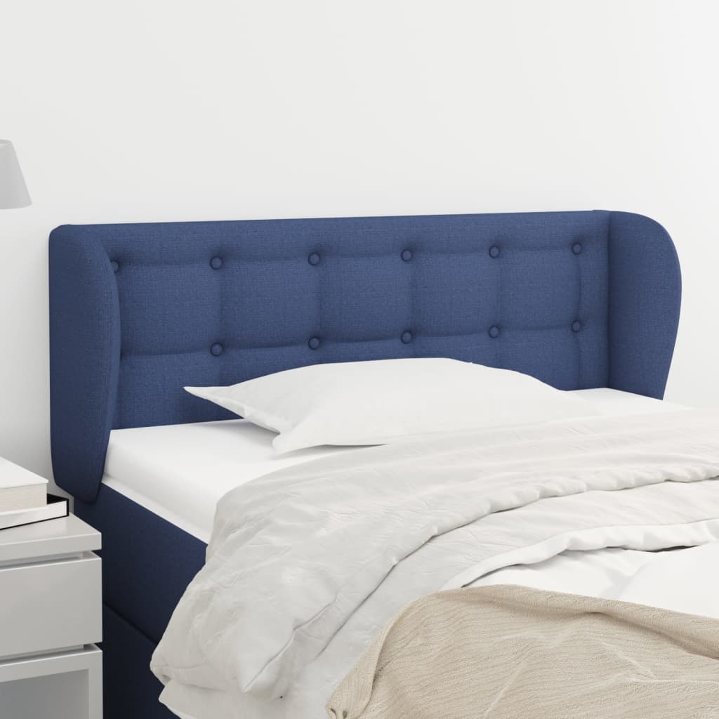 Čelo postele typu ušák modré 83x23x78/88 cm textil