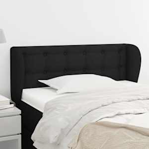 Vzglavje z ušesi črno 93x23x78/88 cm blago