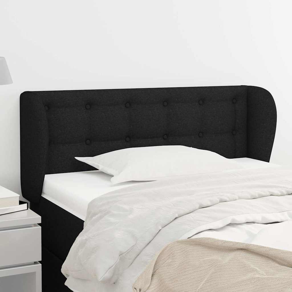 Sengegavl Med Kanter Stof - Sort / 103 x 23 x 78/88 cm