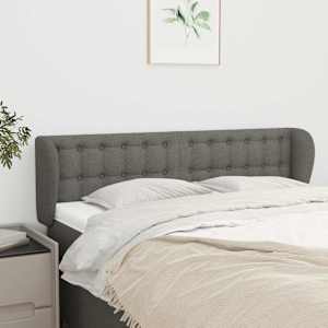 Čelo postele typu ušák tmavě šedé 147x23x78/88 cm textil - obrázek 1