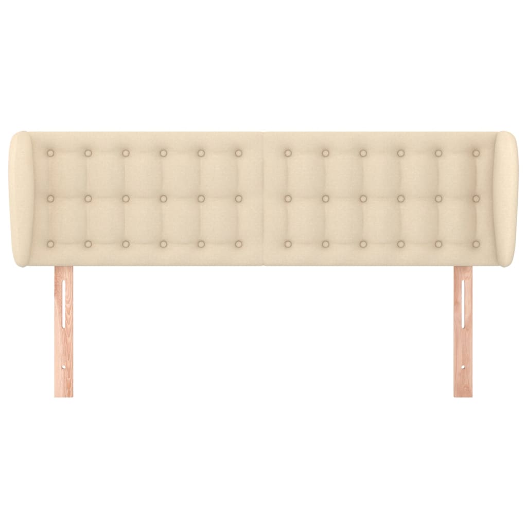 vidaXL Hoofdbord met randen 147x23x78/88 cm stof crèmekleurig afbeelding