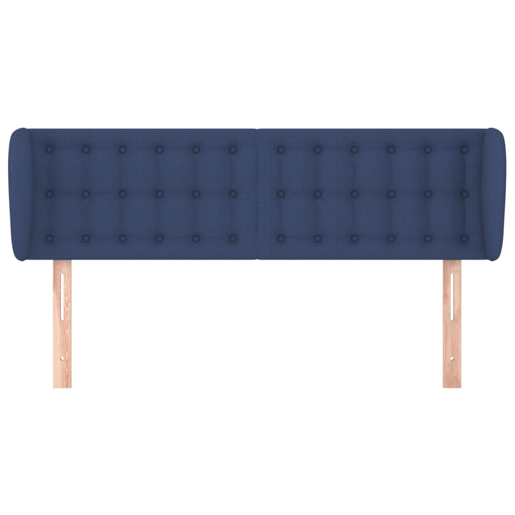 vidaXL Hoofdbord met randen 147x23x78/88 cm stof blauw afbeelding