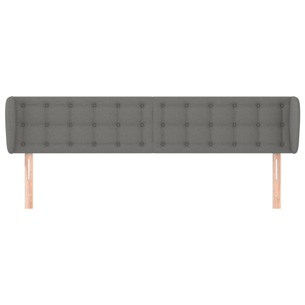 vidaXL Hoofdbord met randen 203x23x78/88 cm stof donkergrijs afbeelding