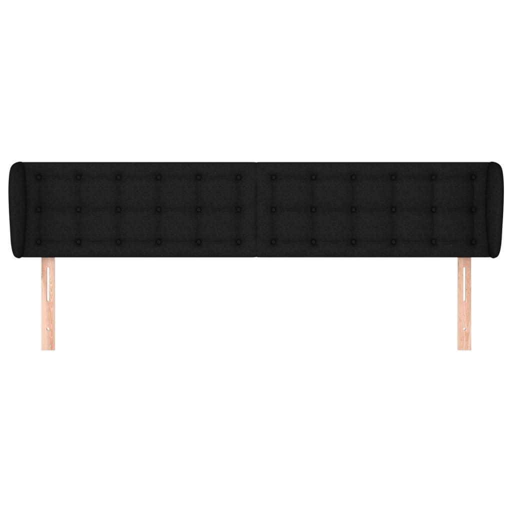 vidaXL Hoofdbord met randen 203x23x78/88 cm stof zwart afbeelding