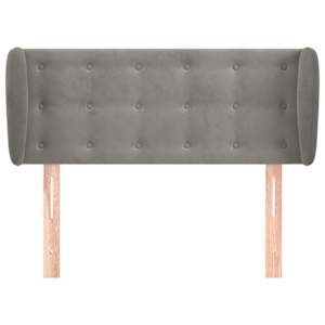 Čelo postele typu ušák světle šedé 83x23x78/88 cm samet - obrázek 3