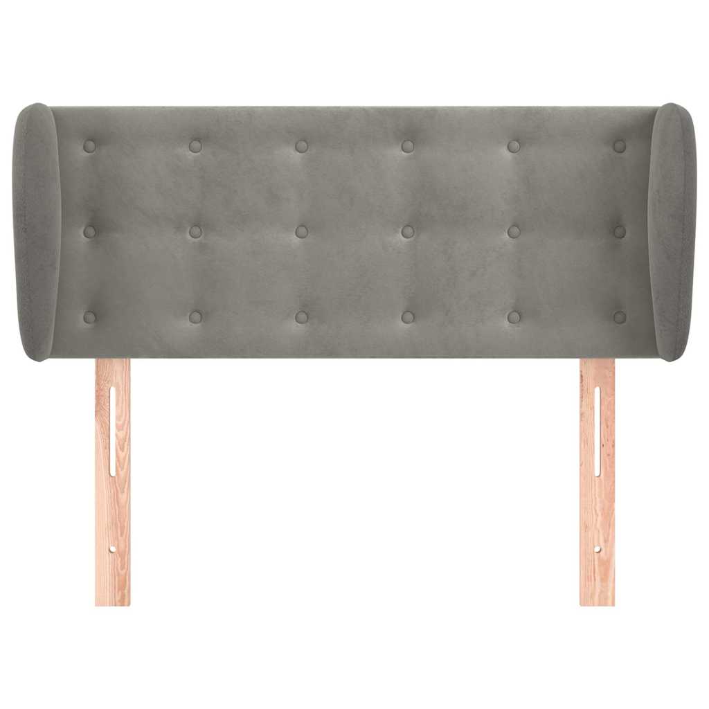 vidaXL Hoofdbord met randen 93x23x78/88 cm fluweel lichtgrijs grijs, foto 2