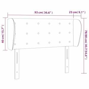 Čelo postele typu ušák světle šedé 93x23x78/88 cm samet - obrázek 9