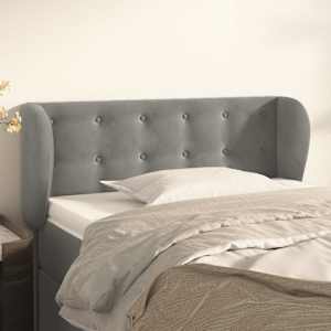 Čelo postele typu ušák světle šedé 93x23x78/88 cm samet - obrázek 1