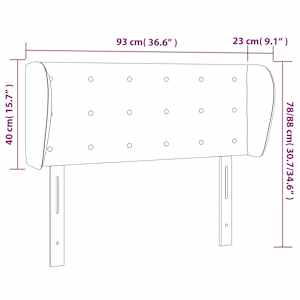 Čelo postele typu ušák tmavě šedé 93x23x78/88 cm samet - obrázek 9