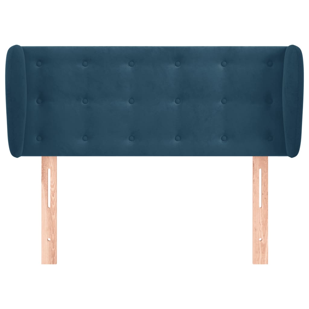vidaXL Hoofdbord met randen 93x23x78/88 cm fluweel donkerblauw afbeelding