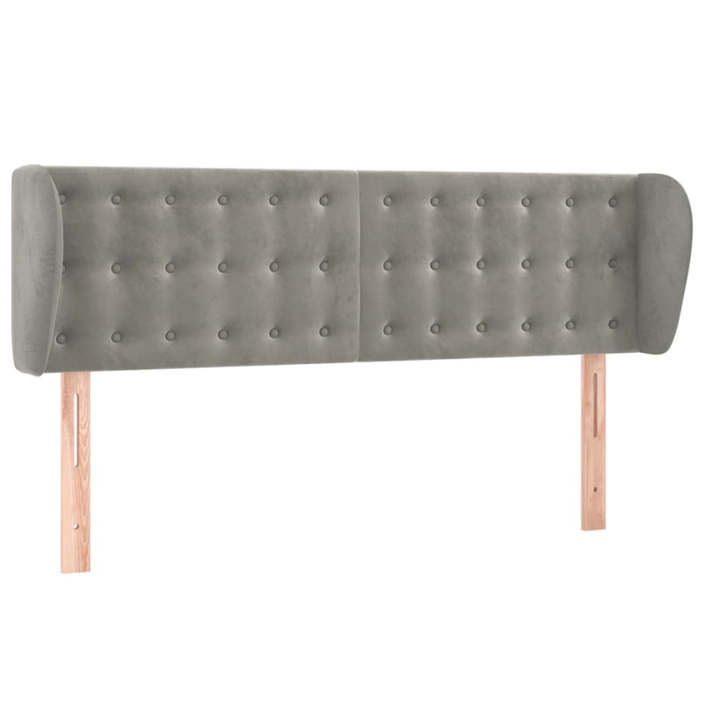 vidaXL Čelo postele typu ušák světle šedé 147x23x78/88 cm samet