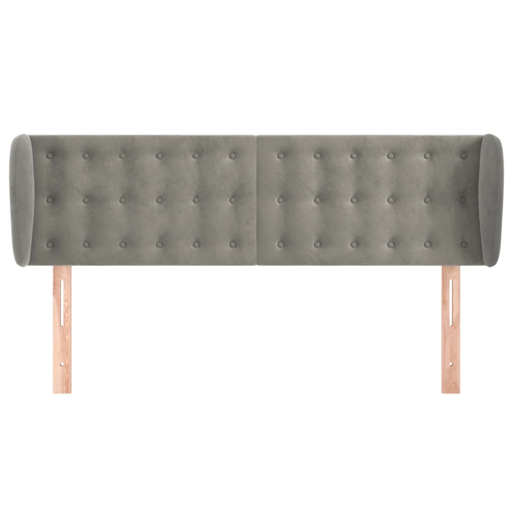 Thumbnail - vidaXL Kopfteil mit Ohren Hellgrau 147x23x78/88 cm Samt