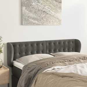 Čelo postele typu ušák tmavě šedé 147x23x78/88 cm samet - obrázek 1