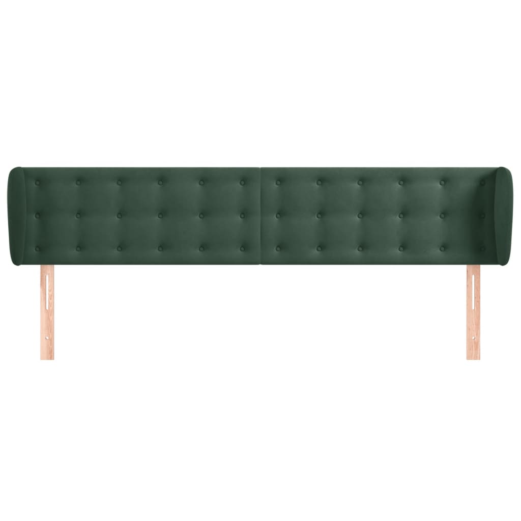 vidaXL Hoofdbord met randen 163x23x78/88 cm fluweel donkergroen afbeelding