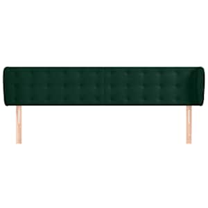 Čelo postele typu ušák tmavě zelené 163x23x78/88 cm samet - obrázek 3