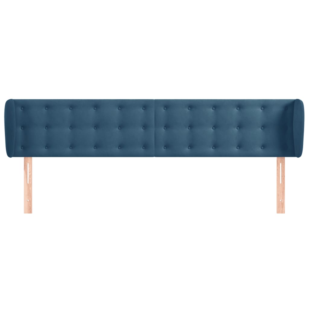 vidaXL Hoofdbord met randen 163x23x78/88 cm fluweel donkerblauw afbeelding