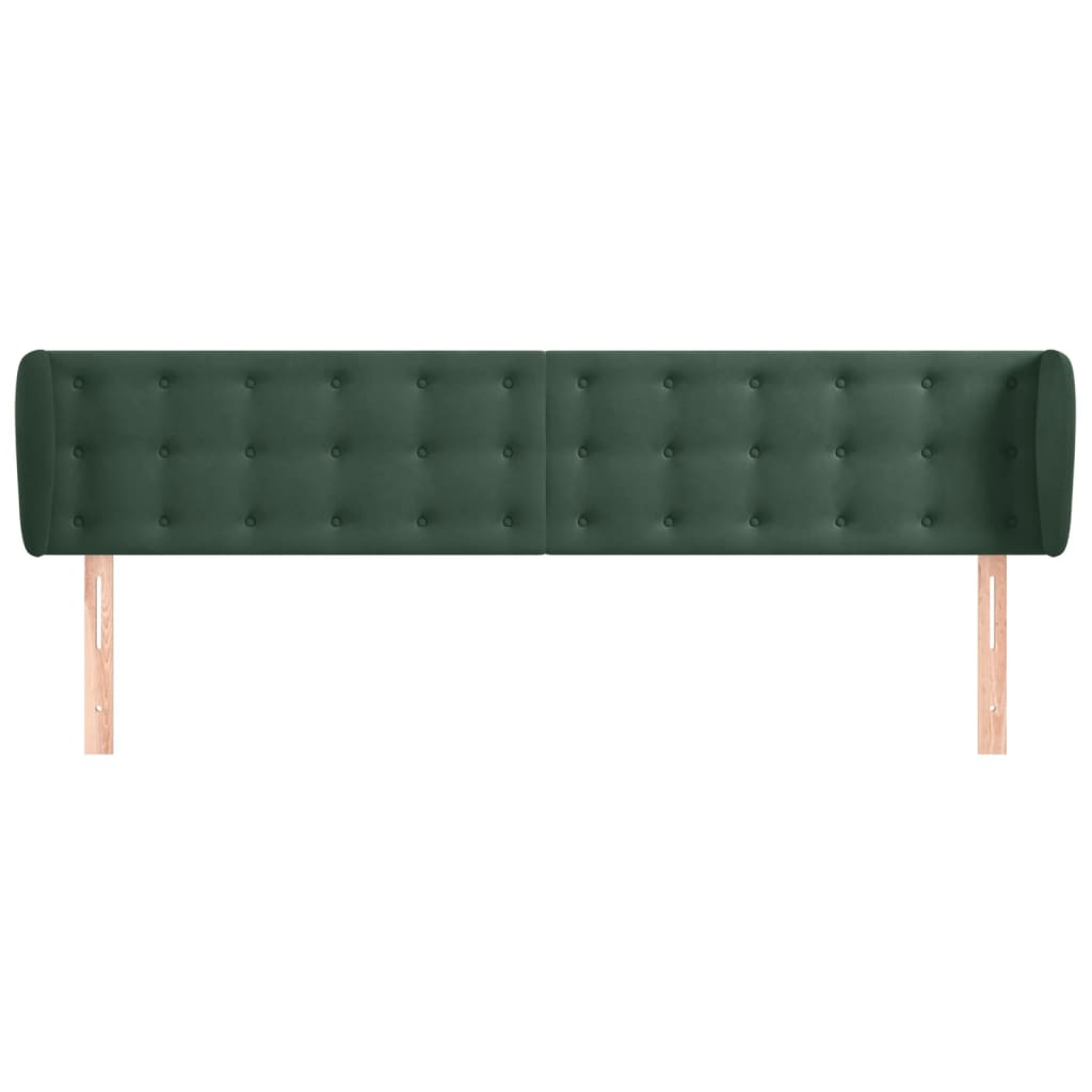 vidaXL Hoofdbord met randen 183x23x78/88 cm fluweel donkergroen afbeelding