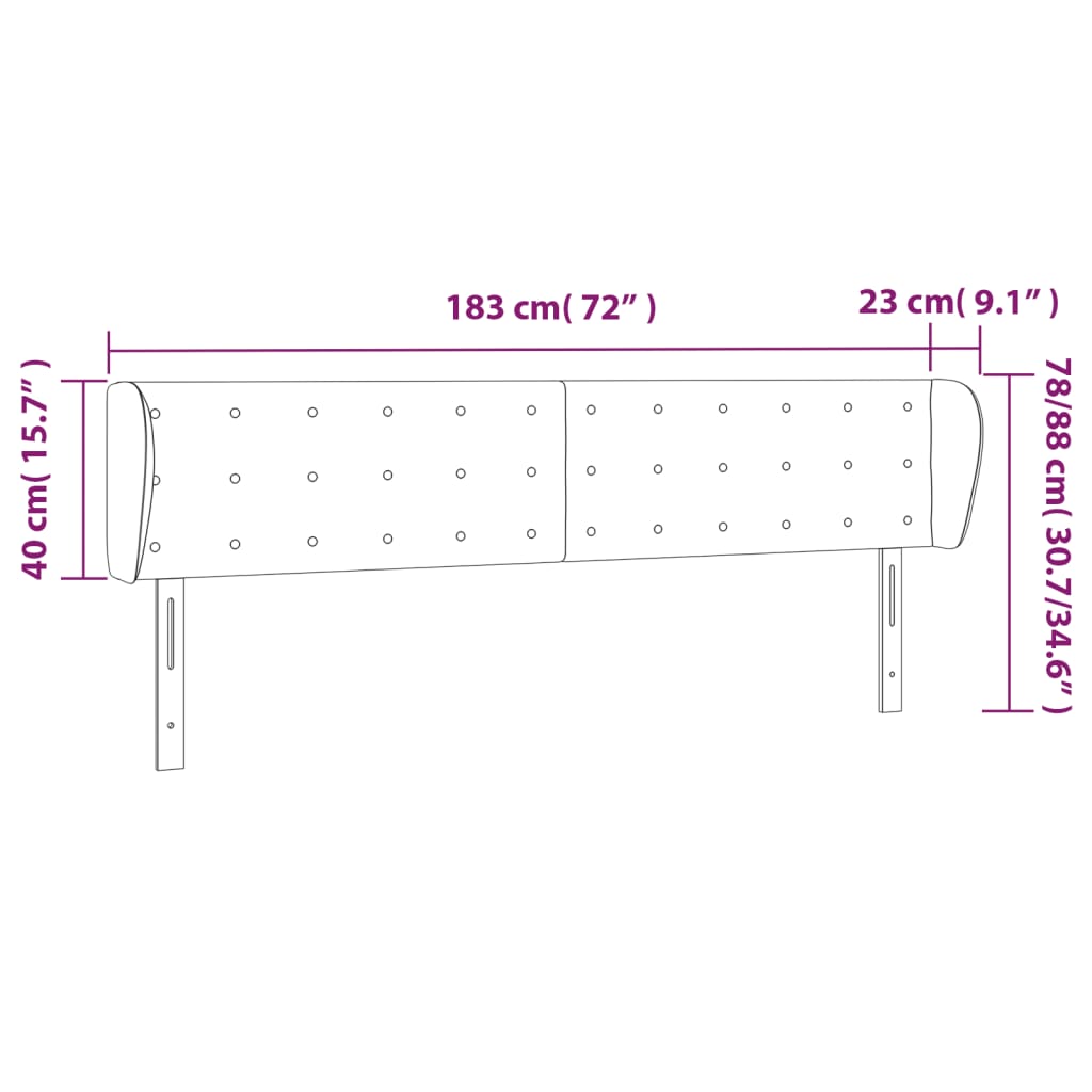 Tăblie pat cu aripioare albastru închis 183x23x78/88 cm catifea