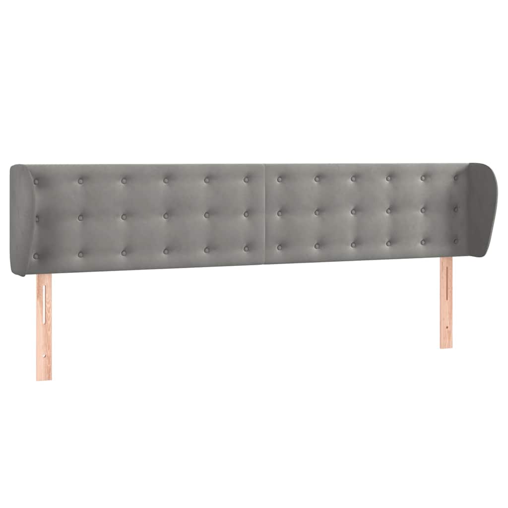 vidaXL Hoofdbord met randen 203x23x78/88 cm fluweel lichtgrijs grijs, foto 3