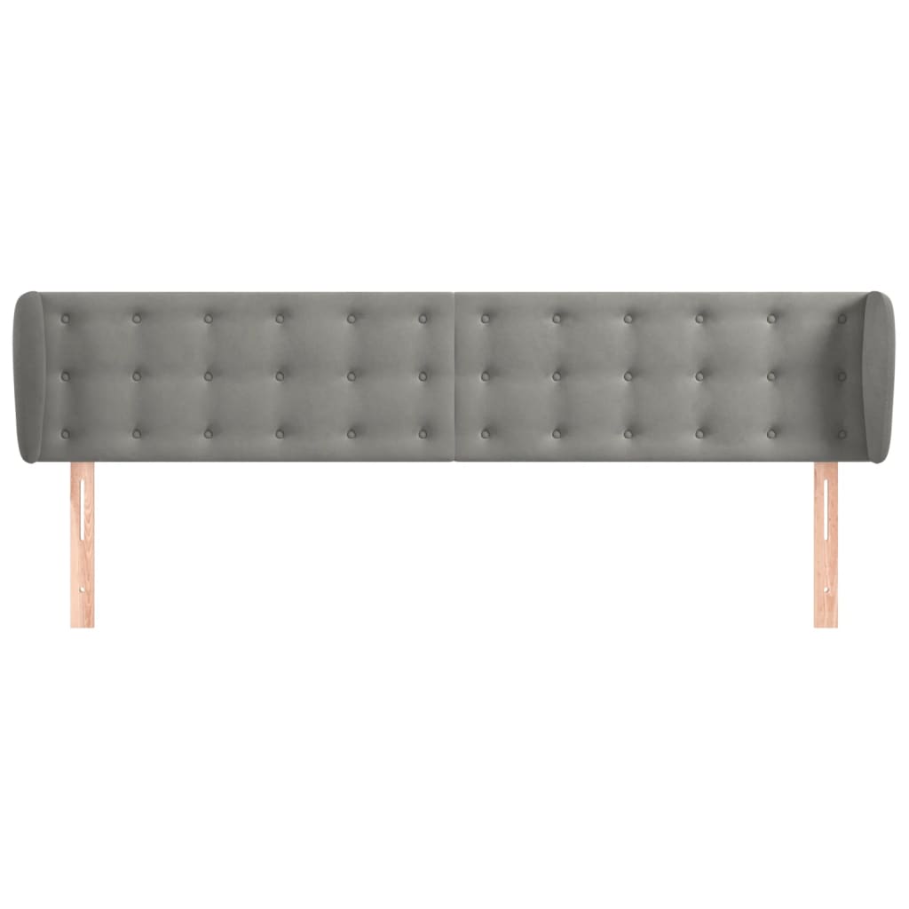 vidaXL Hoofdbord met randen 203x23x78/88 cm fluweel lichtgrijs afbeelding