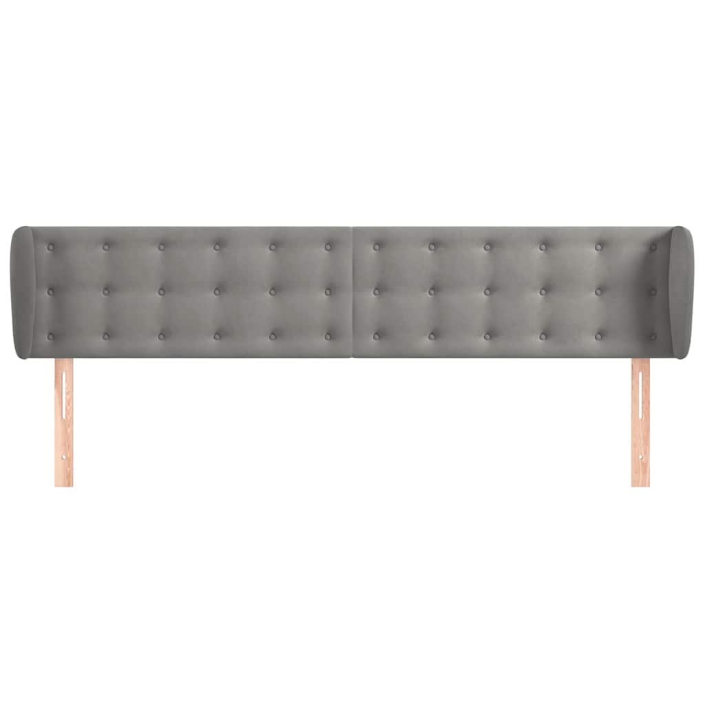 vidaXL Hoofdbord met randen 203x23x78/88 cm fluweel lichtgrijs grijs, foto 2